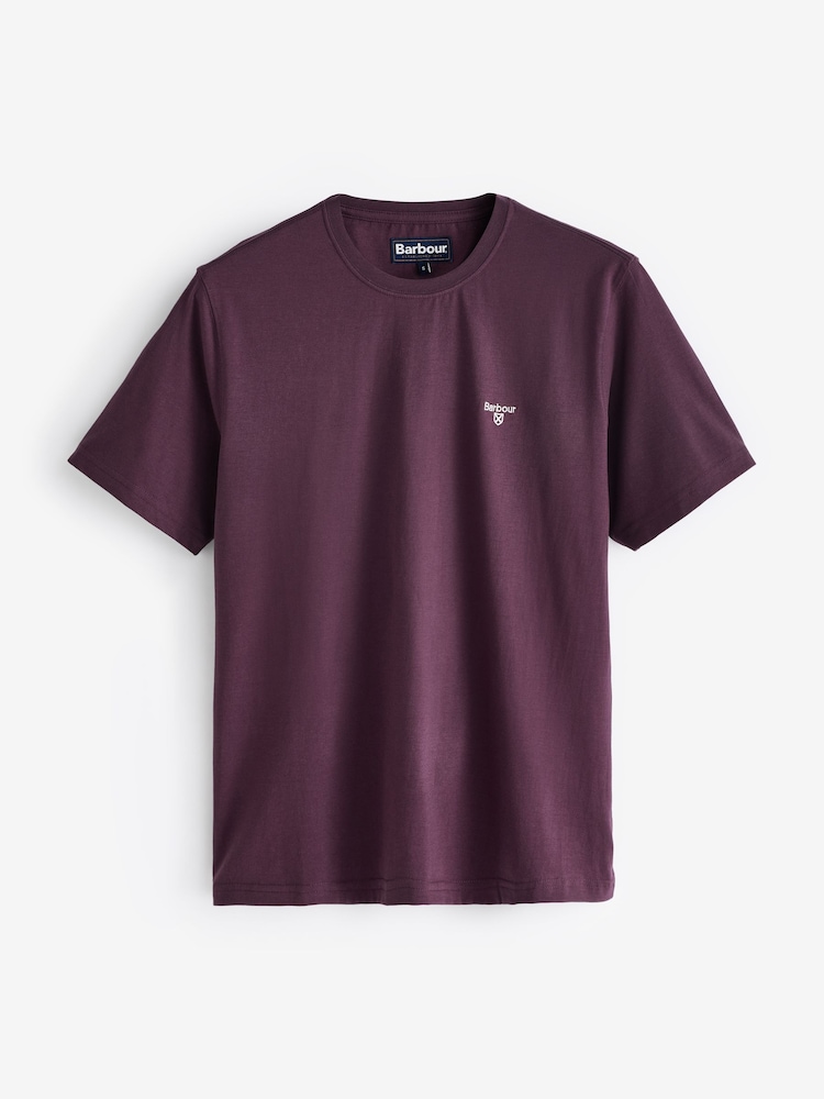 Barbour® Burgundy Red Mens 100% Cotton Sports T-Shirt - Image 5 of 6