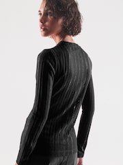 Black Long Sleeve Crew Neck Ladder Top - Image 3 of 6