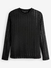 Black Long Sleeve Crew Neck Ladder Top - Image 5 of 6