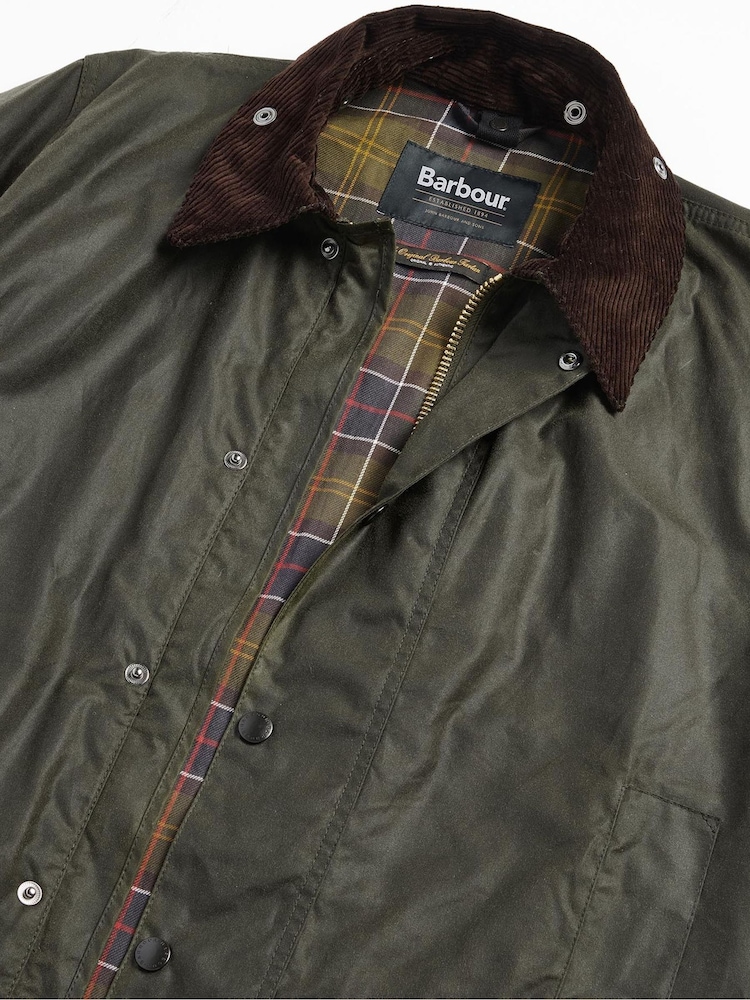 Barbour® Olive Green Border Waxed Jacket - Image 11 of 11