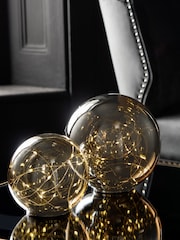 Grey Set of 2 Smoked Balls Decorative Battery Operated Feature Light - Image 1 of 5