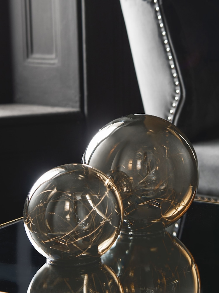 Grey Set of 2 Smoked Balls Decorative Battery Operated Feature Light - Image 2 of 5