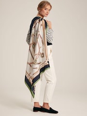 Joules Bloomfield Cream Square Silk Scarf - Image 2 of 5