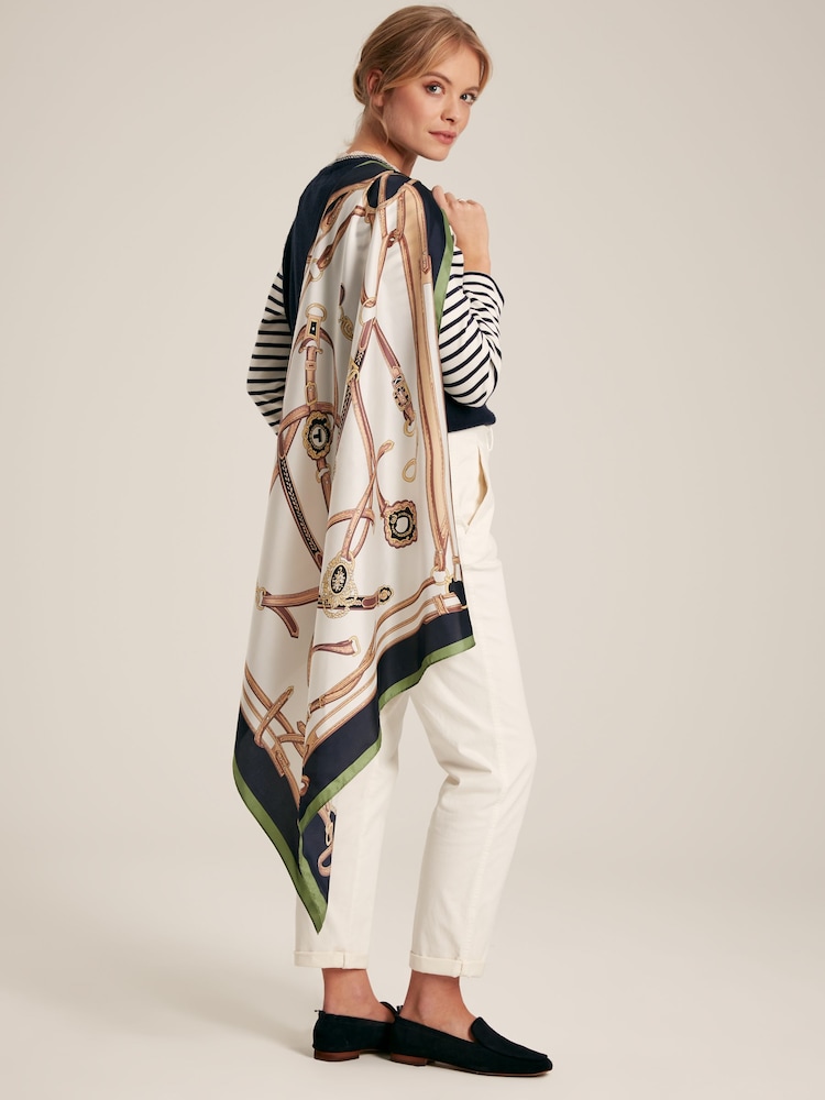 Joules Bloomfield Cream Square Silk Scarf - Image 2 of 5