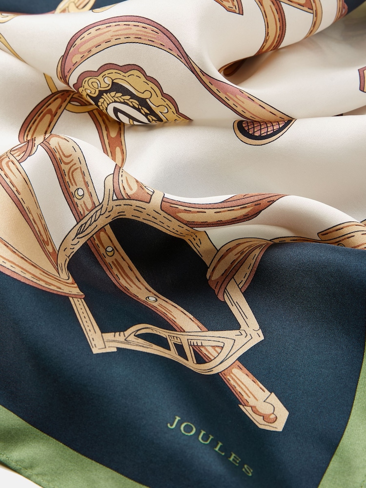 Joules Bloomfield Cream Square Silk Scarf - Image 5 of 5