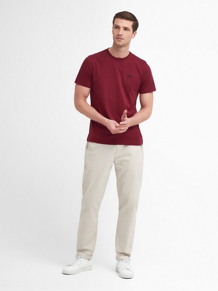 Barbour® Red Mens 100% Cotton Sports T-Shirt - Image 2 of 6