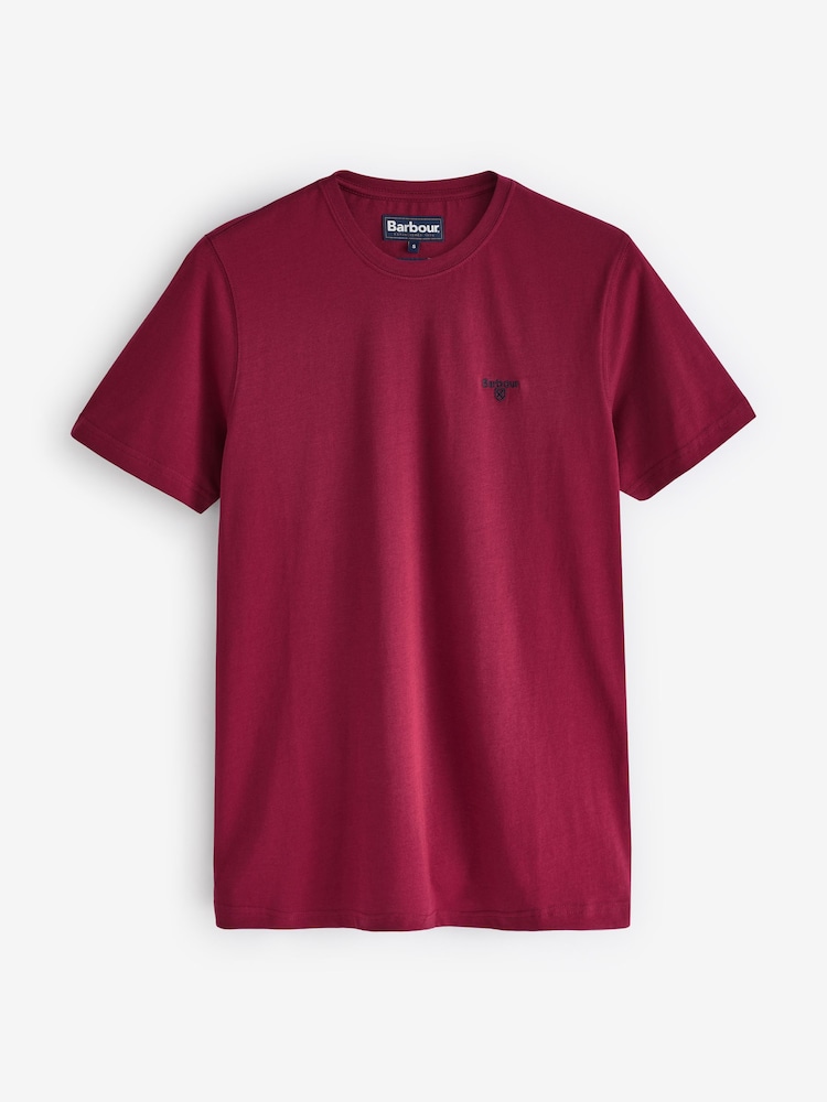 Barbour® Red Mens 100% Cotton Sports T-Shirt - Image 6 of 6