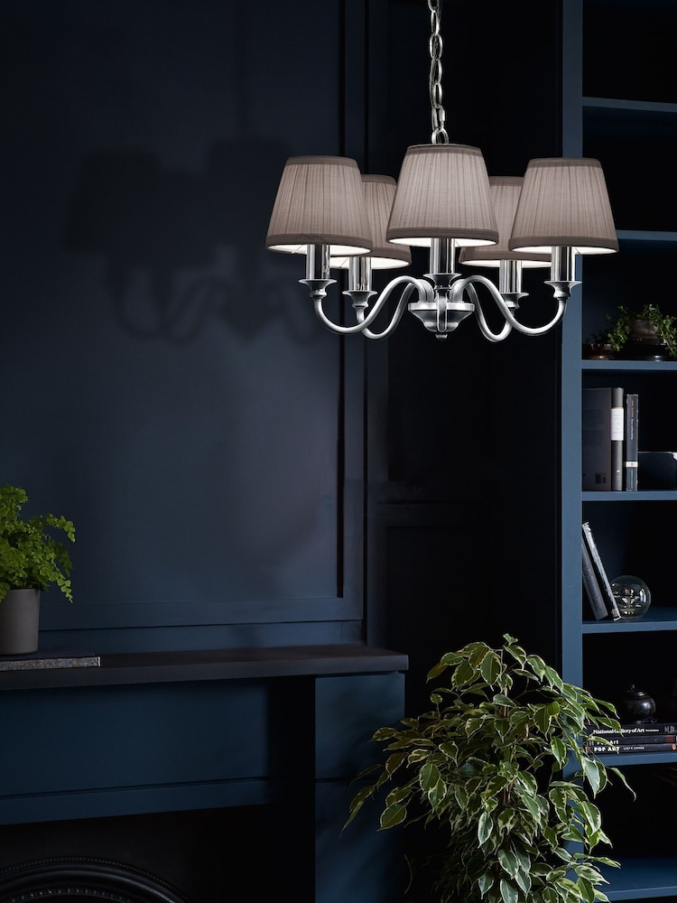 Laura Ashley Chrome Ellis Chandelier 5 Light Light - Image 2 of 3