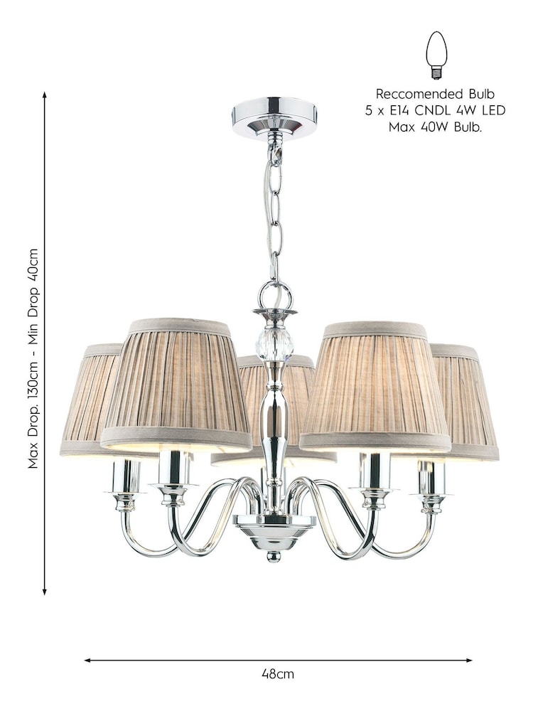 Laura Ashley Chrome Ellis Chandelier 5 Light Light - Image 3 of 3