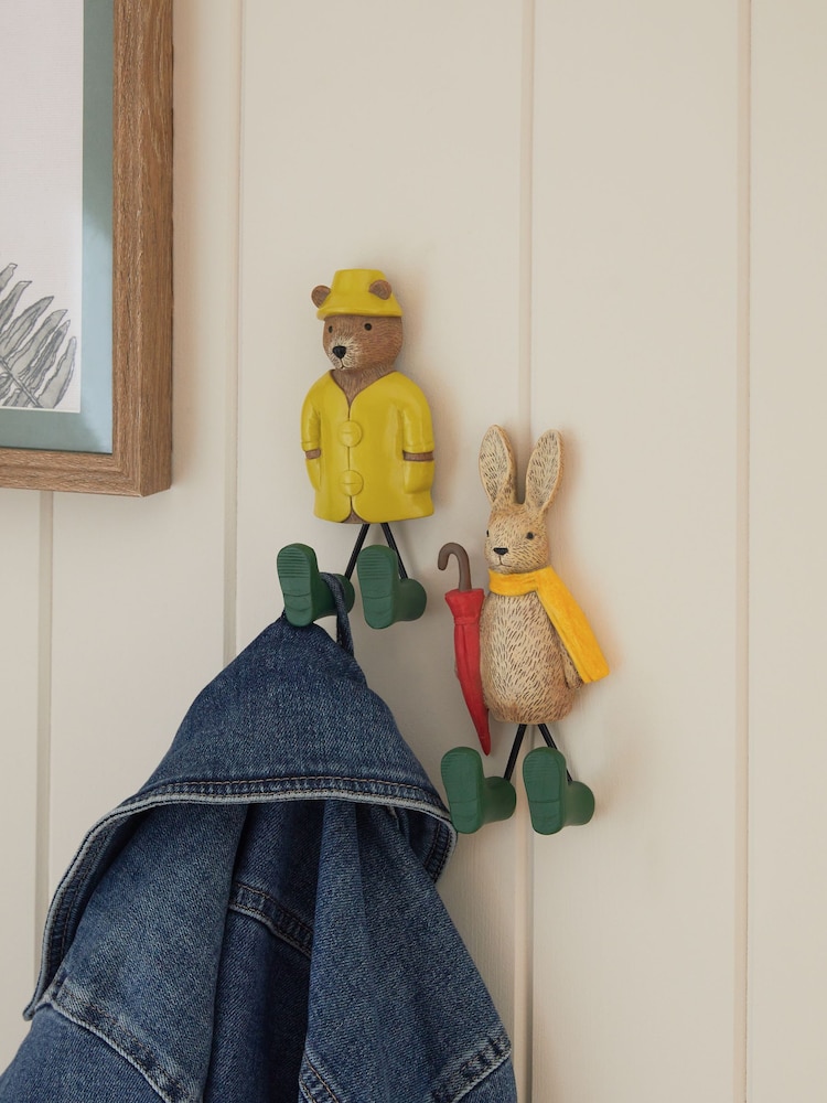 Set of 2 Multi Colour Rosie Rabbit and Bertie Bear Wall Hooks - Image 1 of 5