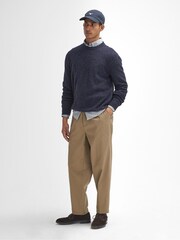 Barbour® Navy Tainsbury Fleck Yarn Crew Neck Jumper - Image 2 of 6