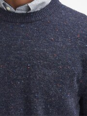Barbour® Navy Tainsbury Fleck Yarn Crew Neck Jumper - Image 5 of 6