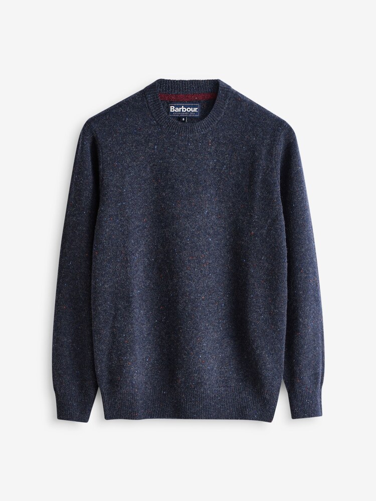 Barbour® Navy Tainsbury Fleck Yarn Crew Neck Jumper - Image 6 of 6