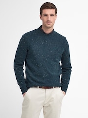 Barbour® Green Tainsbury Fleck Yarn Crew Neck Jumper - Image 1 of 6