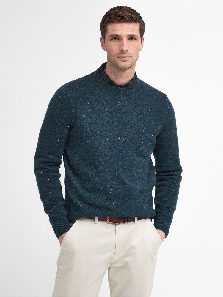 Barbour® Green Tainsbury Fleck Yarn Crew Neck Jumper - Image 1 of 6
