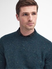 Barbour® Green Tainsbury Fleck Yarn Crew Neck Jumper - Image 4 of 6