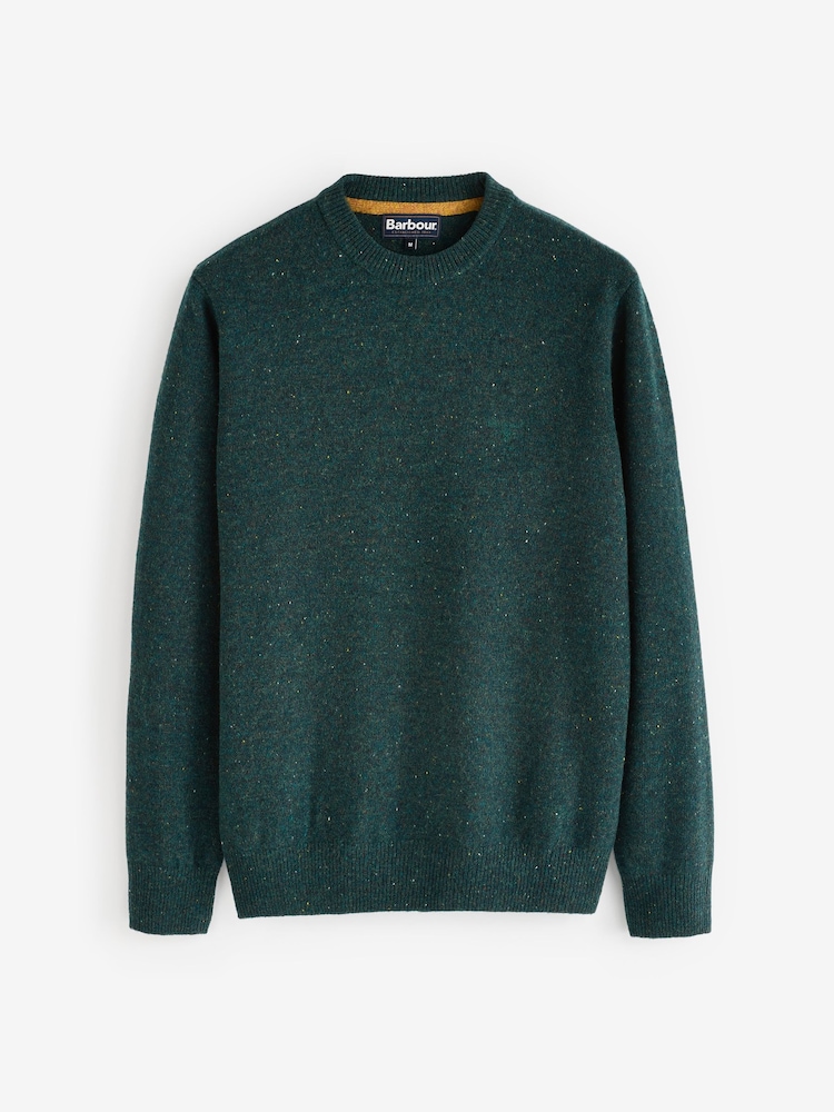Barbour® Green Tainsbury Fleck Yarn Crew Neck Jumper - Image 6 of 6