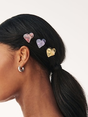 Pink/Lilac Mini Heart Hair Clips - Image 1 of 4