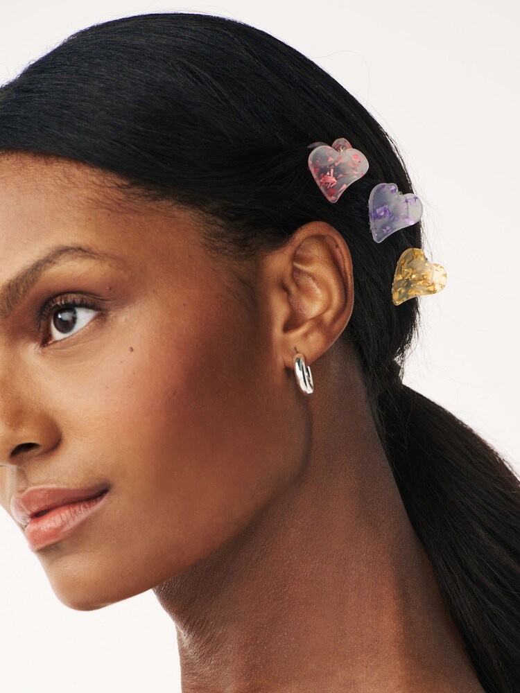 Pink/Lilac Mini Heart Hair Clips - Image 2 of 4