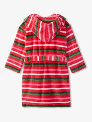 Hatley Green Candy Cane Striped Fleece Dressing Gown - Image 2 of 5