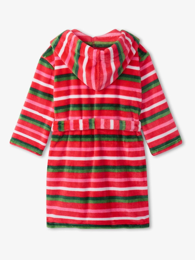 Hatley Green Candy Cane Striped Fleece Dressing Gown - Image 2 of 5