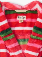 Hatley Green Candy Cane Striped Fleece Dressing Gown - Image 3 of 5