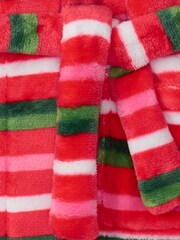 Hatley Green Candy Cane Striped Fleece Dressing Gown - Image 5 of 5