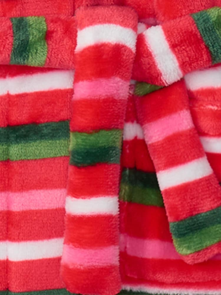 Hatley Green Candy Cane Striped Fleece Dressing Gown - Image 5 of 5