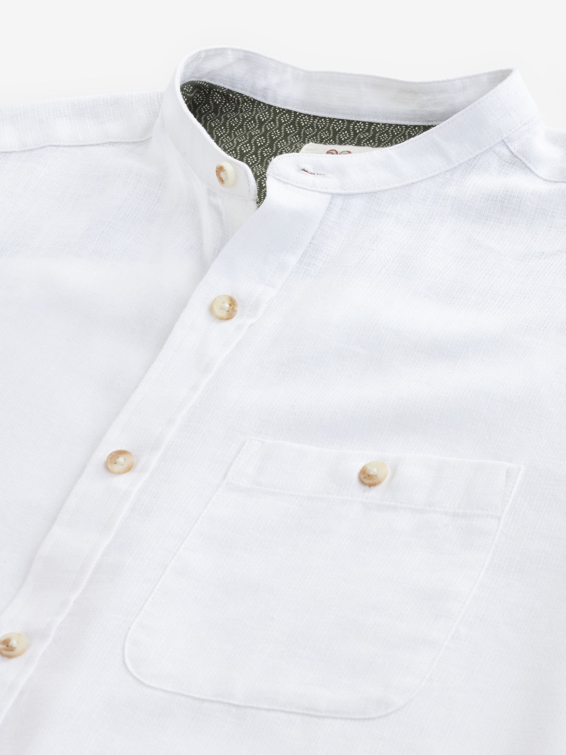 Przeglądaj Biały - Linen Blend Short Sleeve 100% Cotton
