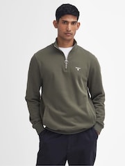 Oliwkowa zieleń - Bluza Barbour® Beckhill z krótkim zamkiem, w 100% z bawełny - Image 1 of 6