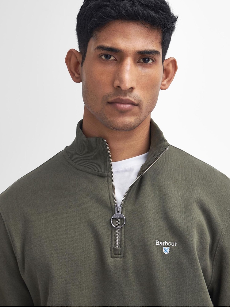 Oliwkowa zieleń - Bluza Barbour® Beckhill z krótkim zamkiem, w 100% z bawełny - Image 5 of 6