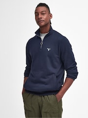 Barbour® Navy Beckhill Quarter Zip 100% Cotton Sweatshirt - Image 1 of 7