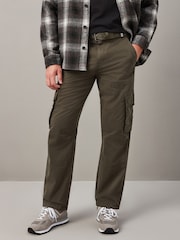 Khaki Green Relaxed Belted Tech Cargo Trousers - Image 1 of 12