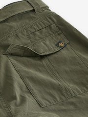 Khaki Green Relaxed Belted Tech Cargo Trousers - Image 11 of 12