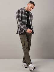 Khaki Green Relaxed Belted Tech Cargo Trousers - Image 3 of 12