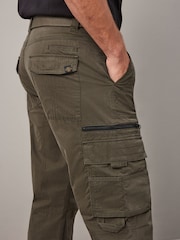 Khaki Green Relaxed Belted Tech Cargo Trousers - Image 6 of 12