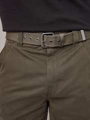 Khaki Green Relaxed Belted Tech Cargo Trousers - Image 7 of 12