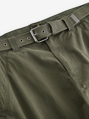 Khaki Green Relaxed Belted Tech Cargo Trousers - Image 9 of 12