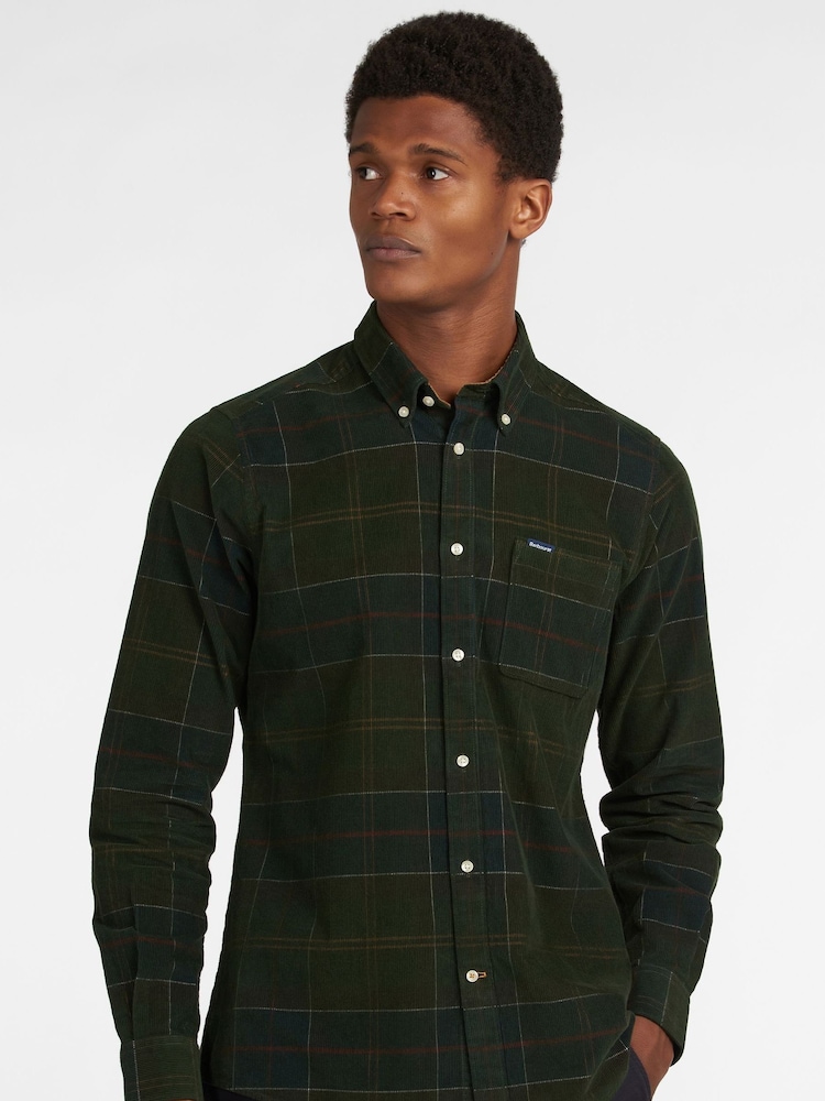 Barbour® Green Blair Tartan Check Micro 100% Cotton Cord Shirt - Image 1 of 8