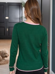 Pour Moi Green Rosie Colour Block Knit Jumper with LENZING™ ECOVERO™ Viscose - Image 2 of 4