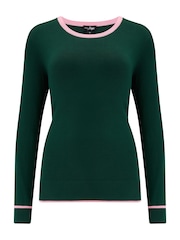 Pour Moi Green Rosie Colour Block Knit Jumper with LENZING™ ECOVERO™ Viscose - Image 3 of 4