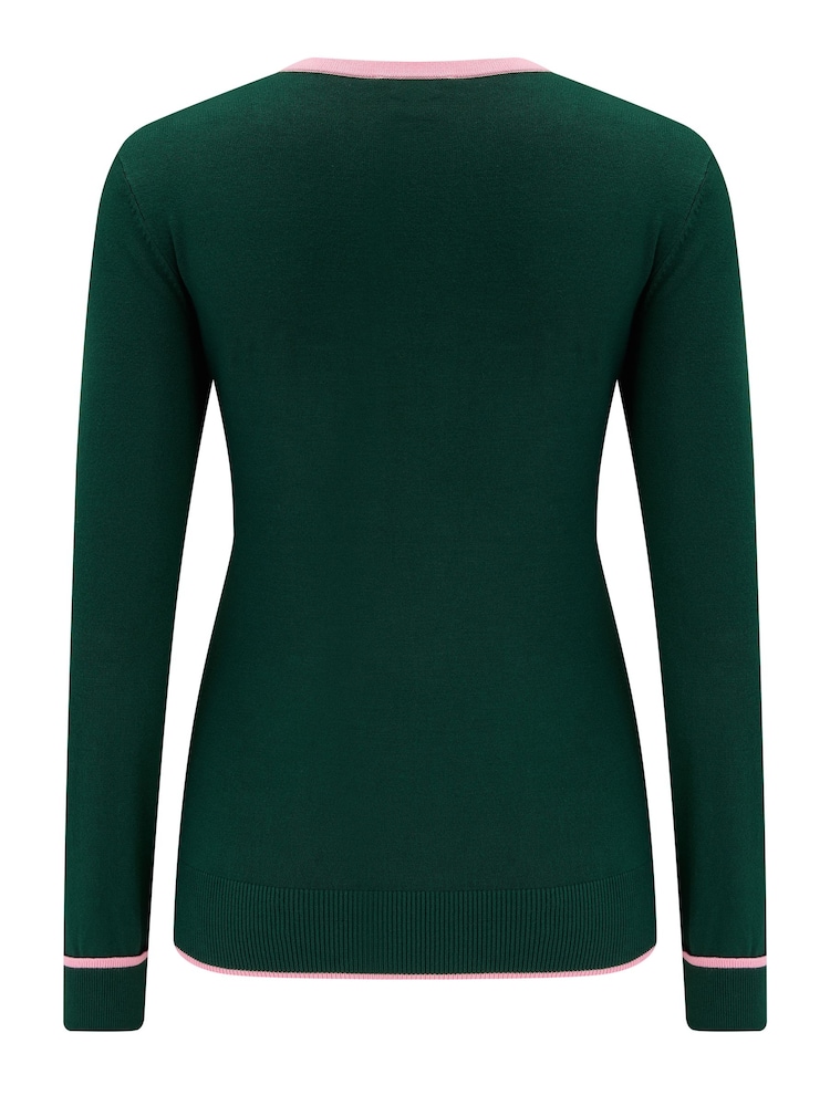 Pour Moi Green Rosie Colour Block Knit Jumper with LENZING™ ECOVERO™ Viscose - Image 4 of 4