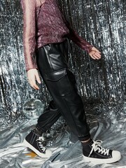 Black PU Cuffed Joggers (3-16yrs) - Image 3 of 6