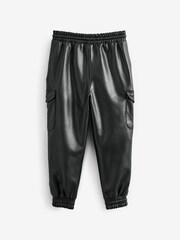 Black PU Cuffed Joggers (3-16yrs) - Image 5 of 6