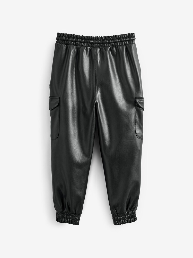 Black PU Cuffed Joggers (3-16yrs) - Image 5 of 6