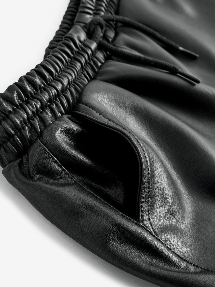 Black PU Cuffed Joggers (3-16yrs) - Image 6 of 6