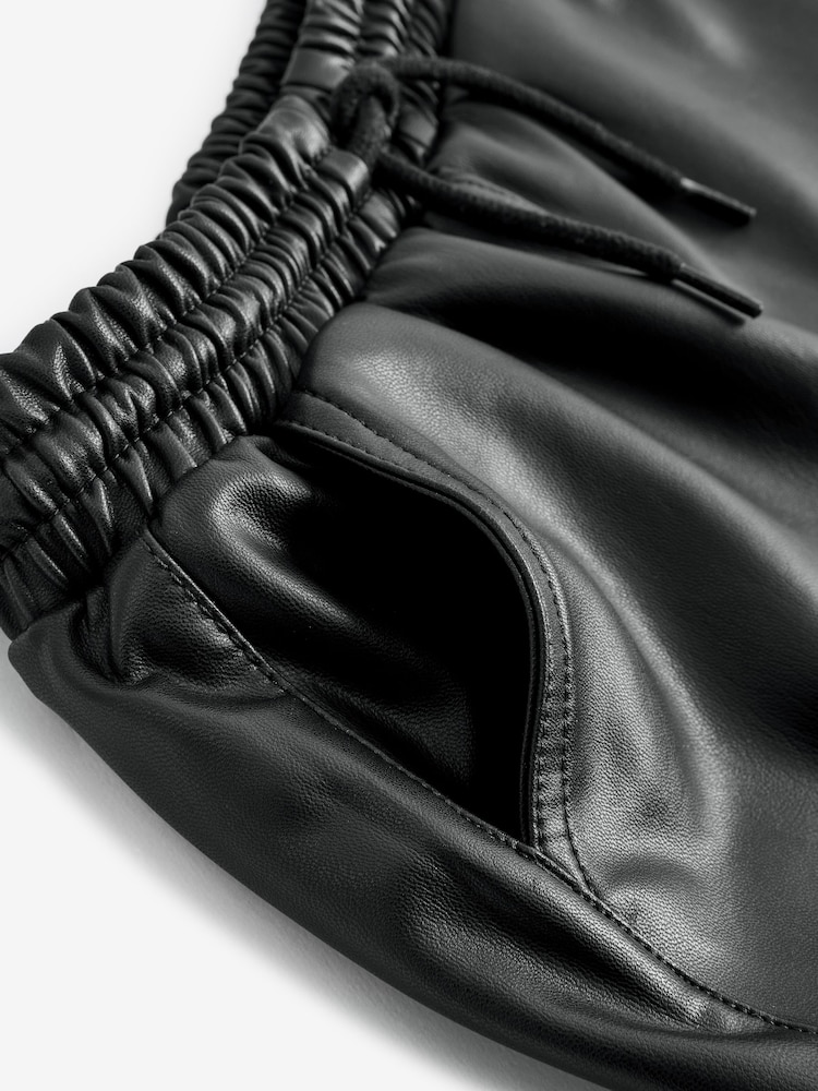 Black PU Cuffed Joggers (3-16yrs) - Image 6 of 6 Black PU Cuffed Joggers (3-16yrs) - Image 6 of 6