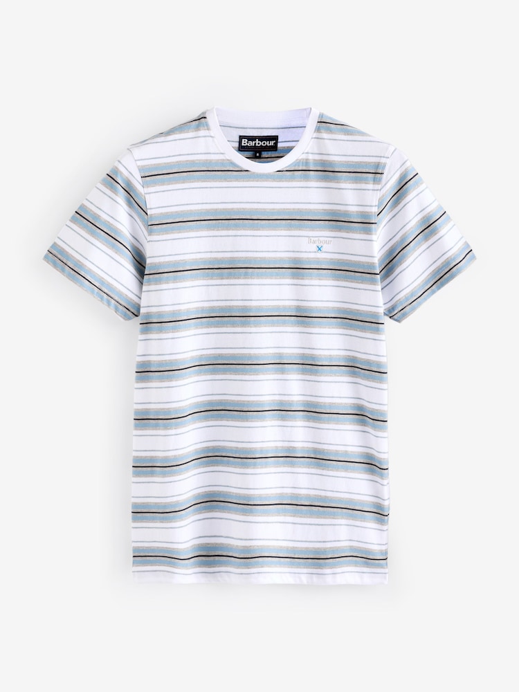 Barbour® White Boldron 100% Cotton Stripe T-Shirt - Image 6 of 6