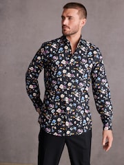 Black/Multicolour Floral Signature Made With Italian Fabric Printed Shirt - Image 1 of 8