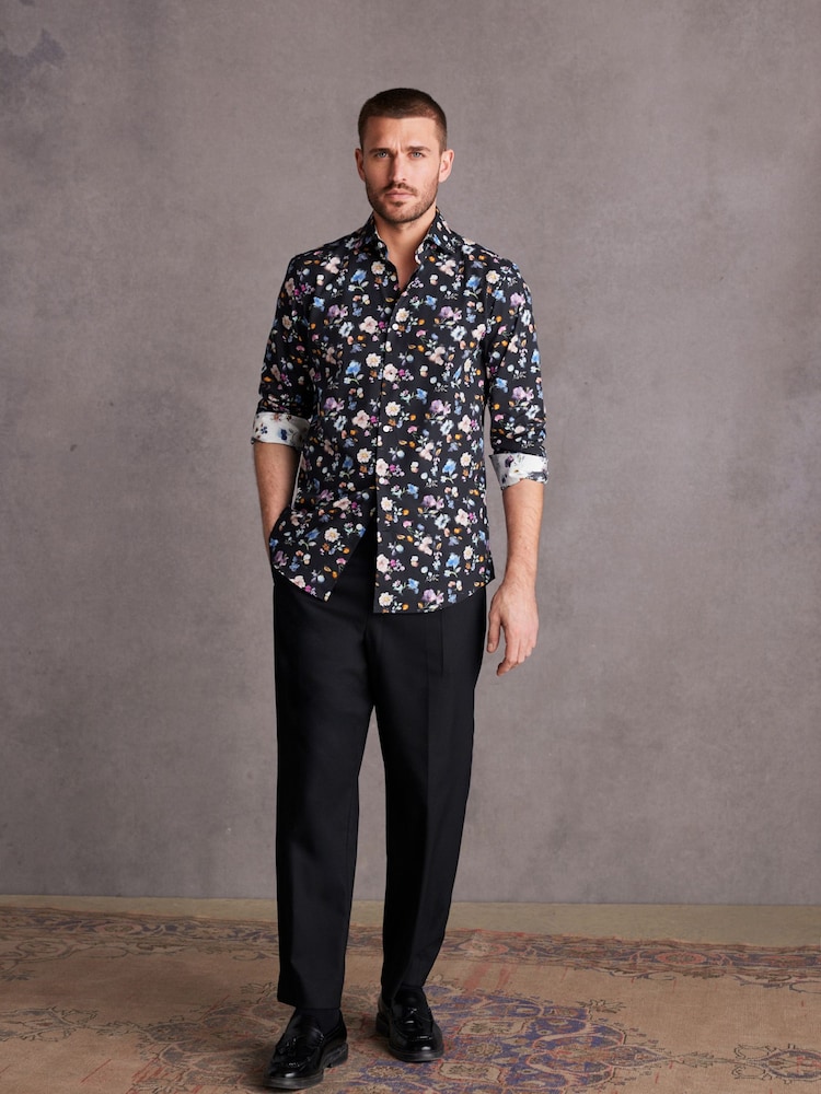Black/Multicolour Floral Signature Made With Italian Fabric Printed Shirt - Image 2 of 8